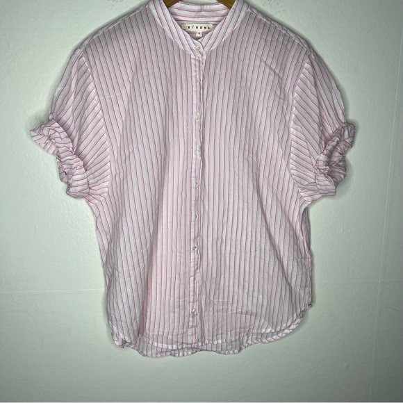 Xirena stripe Pink Blouse Rush sleeves Sz S - Picture 1 of 7